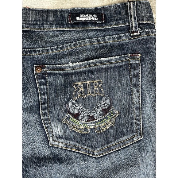 Rock & Republic Roth Flare Leg Blue Denim Jeans Med Wash Size 38x33 USA *picture - Picture 6 of 12
